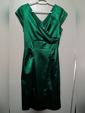 Stop Staring Green Satin Dress